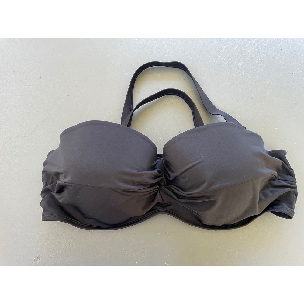 Coastal Blue Womens Black Underwire Twist Front Bikini Top Plus Size 2X 20W-22W